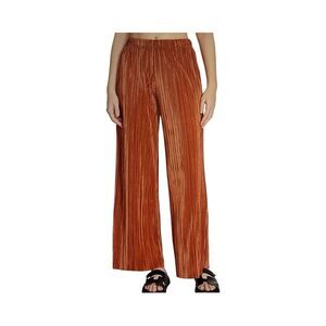 Steve Madden Addy Plisse Pleated Wide Leg Pants. Orange